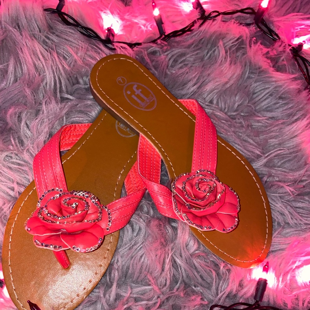 Pink flower sandals